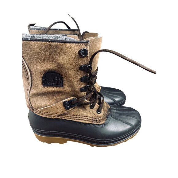 Sorel Kaufman Conquest Men’s US 8 Winter Snow Duck Boots Shoe Fur Lined Brown - Picture 1 of 11